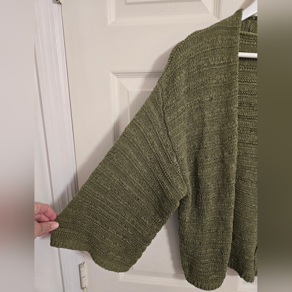 Do Everything In Love Green Cardigan Open Front One Size - Picture 3 of 6